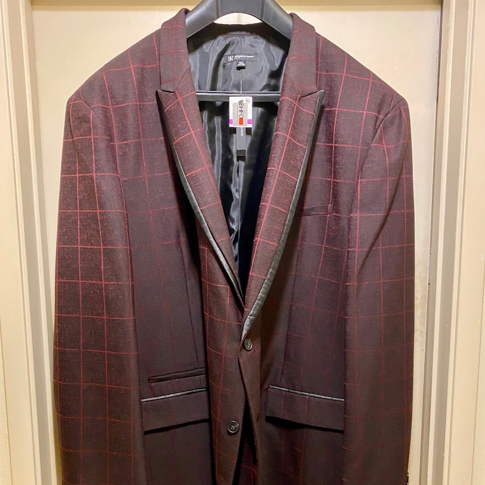 NEW INC International Concepts Men's Blazer Red Check 3XLT Big and Tall
